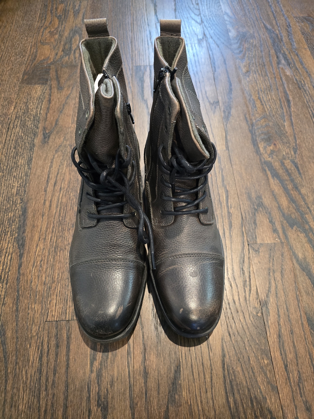 ALDO Men's Dark Gray Leather Lace-Up Boots